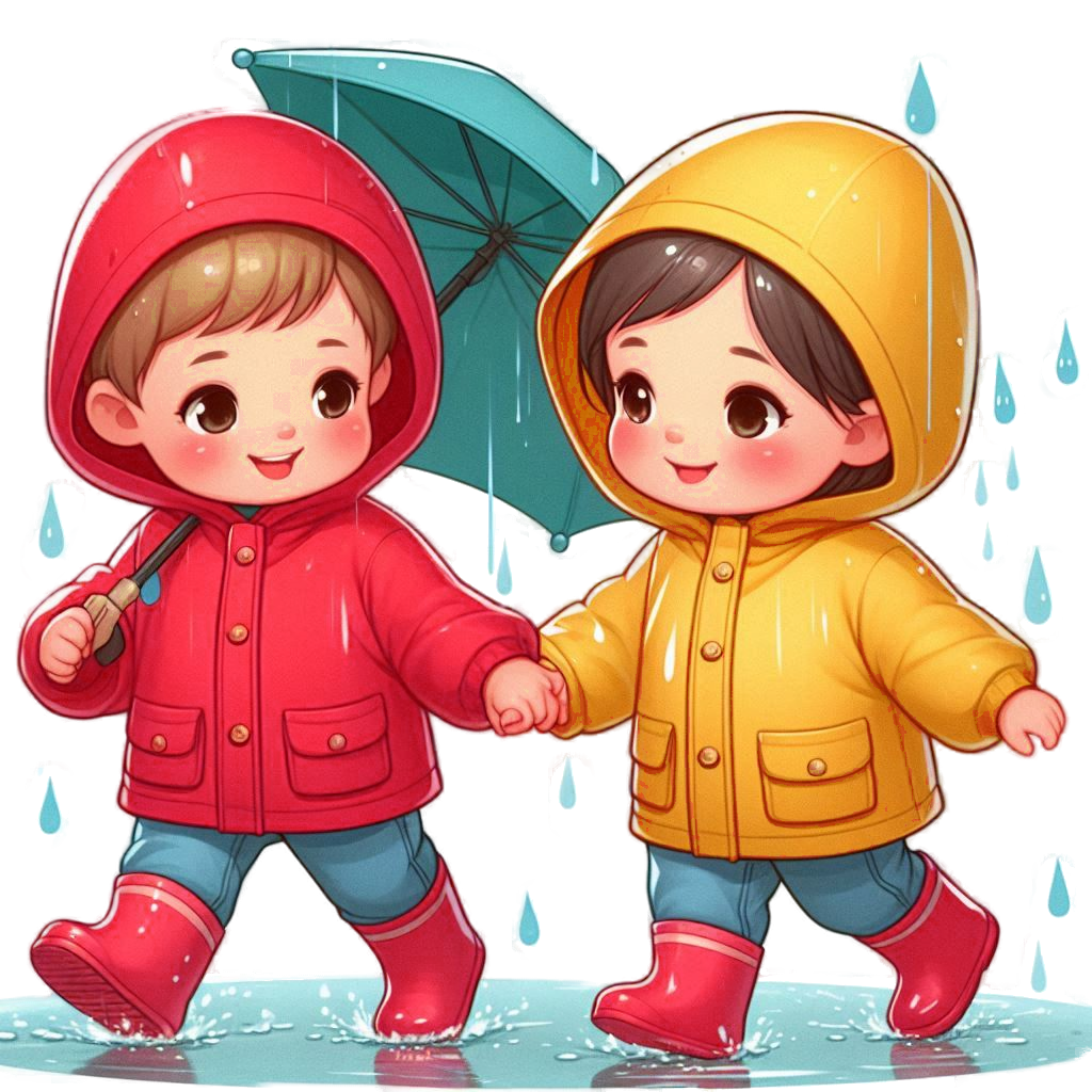 Kinder in Regenjacken